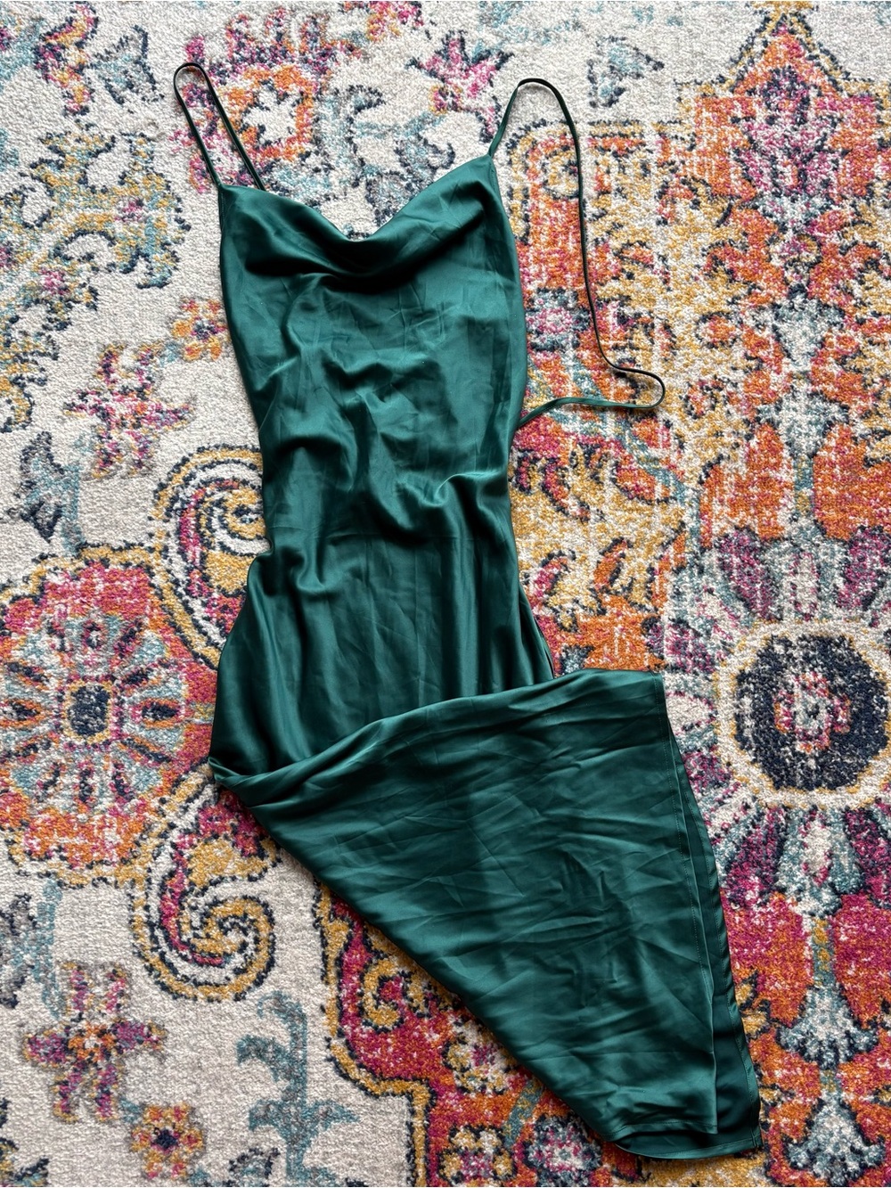 SHEIN Emerald Green Satin Slip Dress